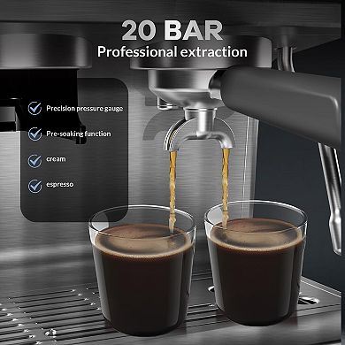 20 Bar Machine with Grinder and Steam Wand Professional Coffee Maker for Home