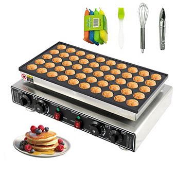 1800W Electric Poffertjes Maker with Nonstick Stainless Steel Surface and Timer Control