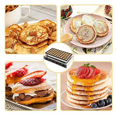 1800W Electric Poffertjes Maker with Nonstick Stainless Steel Surface and Timer Control