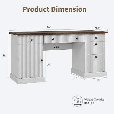 ANIXOL Functional Storage Office Desk with Charging Ports & Durable MDF Construction