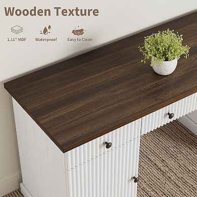 ANIXOL Functional Storage Office Desk with Charging Ports & Durable MDF Construction