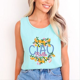 Ciao Bella Lemon - Women's Garment Dyed Graphic Tank Top
