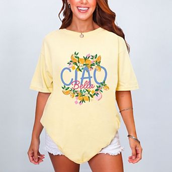 Ciao Bella Lemon - Women's Garment Dyed Graphic T-Shirt