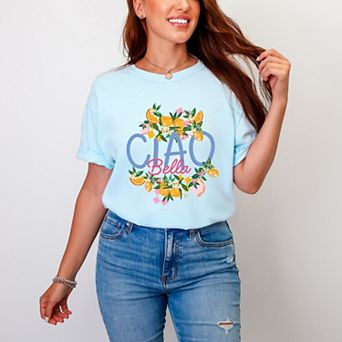 Ciao Bella Lemon - Women's Garment Dyed Graphic T-Shirt