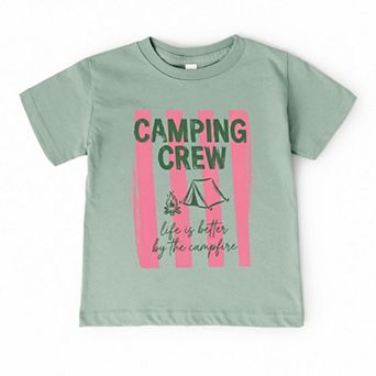 Camping Crew Stripes - Toddler Short Sleeve Graphic T-Shirt
