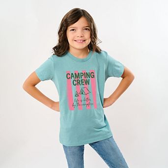 Camping Crew Stripes - Youth Short Sleeve Graphic T-Shirt