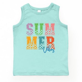 Summer Vibes Checkered - Youth Tank Top