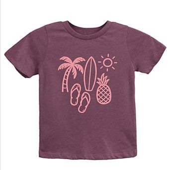 Beach Elements Outline - Youth Short Sleeve Graphic T-Shirt