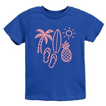 Beach Elements Outline - Youth Short Sleeve Graphic T-Shirt