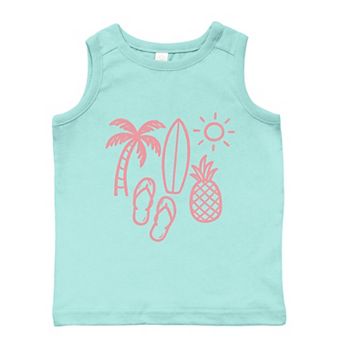 Beach Elements Outline - Toddler Graphic Tank
