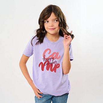 Happy Camper Cursive - Youth Short Sleeve Graphic T-Shirt
