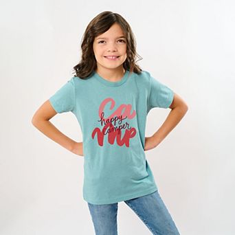 Happy Camper Cursive - Youth Short Sleeve Graphic T-Shirt