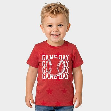 Distressed Game Day Baseball - Toddler Short Sleeve Star Tee