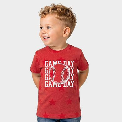Distressed Game Day Baseball - Toddler Short Sleeve Star Tee