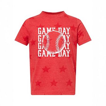 Distressed Game Day Baseball - Toddler Short Sleeve Star Tee