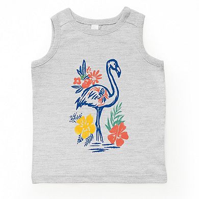 Flamingo Flowers Outline - Youth Tank Top