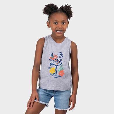 Flamingo Flowers Outline - Youth Tank Top