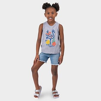 Flamingo Flowers Outline - Youth Tank Top