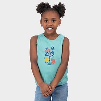 Flamingo Flowers Outline - Youth Tank Top