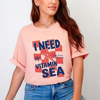 I Need Vitamin Sea - Women's Garment Dyed Graphic T-Shirt