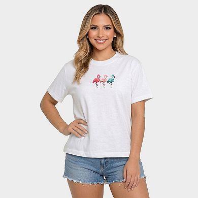 Three Flamingos - Women's Relaxed Boxy Tee