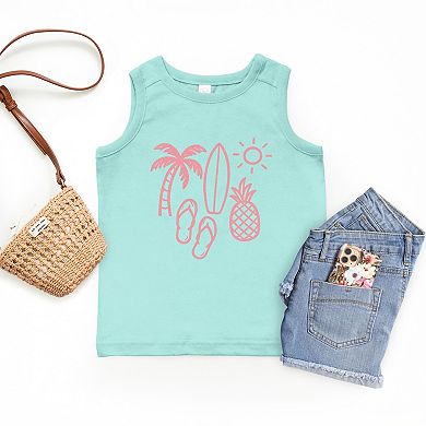 Beach Elements Outline - Youth Tank Top