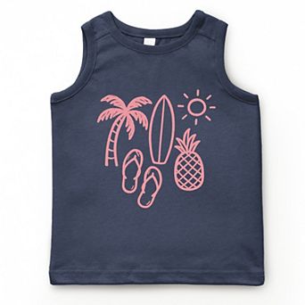 Beach Elements Outline - Youth Tank Top