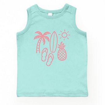 Beach Elements Outline - Youth Tank Top