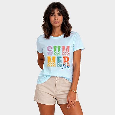 Summer Vibes Checkered - Women's Short Sleeve Graphic T-Shirt
