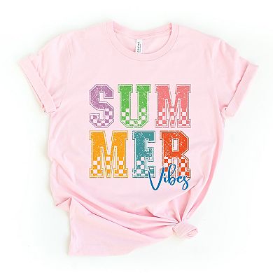 Summer Vibes Checkered - Women's Short Sleeve Graphic T-Shirt