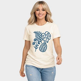 Blue Plants Outline - Women's Short Sleeve Graphic T-Shirt
