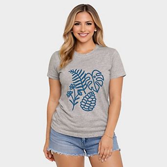 Blue Plants Outline - Women's Short Sleeve Graphic T-Shirt