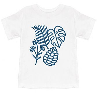 Blue Plants Outline - Toddler Short Sleeve Graphic T-Shirt