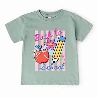 Back To School Stripes - Toddler Short Sleeve Graphic T-Shirt
