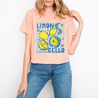 Limoncello Stripes - Women's Boxy Crop Top Graphic T-Shirt