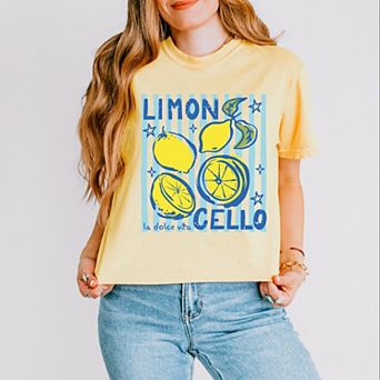 Limoncello Stripes - Women's Boxy Crop Top Graphic T-Shirt