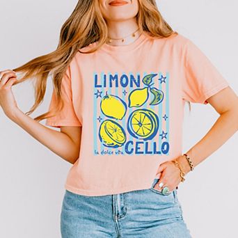 Limoncello Stripes - Women's Boxy Crop Top Graphic T-Shirt