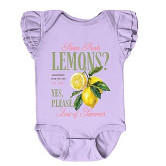 Farm Fresh Lemons Zest of Summer - Baby Girl's Flutter Sleeve Bodysuit
