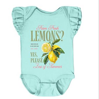 Farm Fresh Lemons Zest of Summer - Baby Girl's Flutter Sleeve Bodysuit