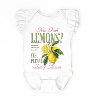 Farm Fresh Lemons Zest of Summer - Baby Girl's Flutter Sleeve Bodysuit