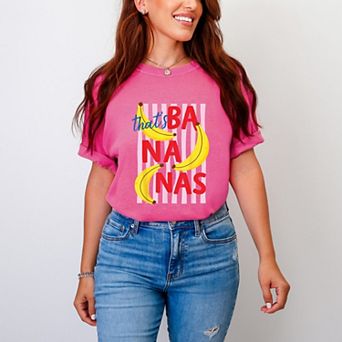 That's Bananas Stripes - Women's Garment Dyed Graphic T-Shirt