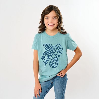 Blue Plants Outline - Youth Short Sleeve Graphic T-Shirt