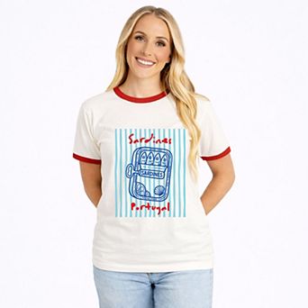 Sardines Portugal Stripes - Women's Ringer Graphic T-Shirt