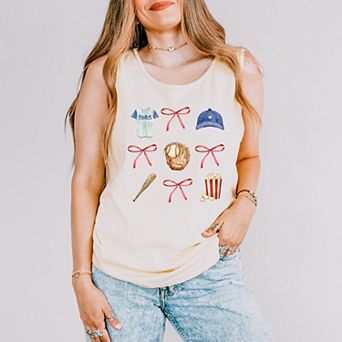 Coquette Baseball Chart - Women's Garment Dyed Graphic Tank Top