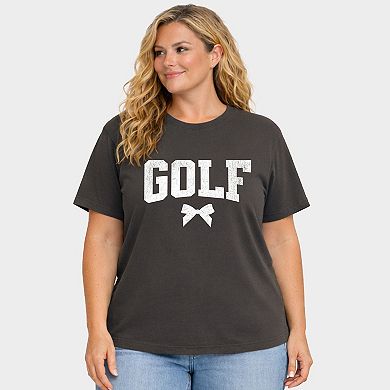 Golf Arched Bow - Women's Plus Sized Garment Dyed Graphic T-Shirt