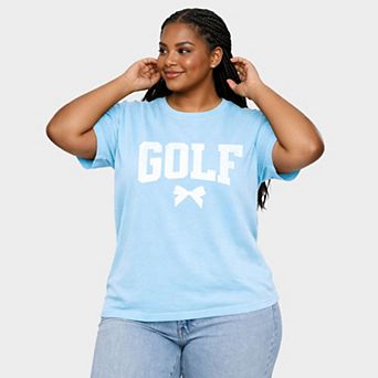 Golf Arched Bow - Women's Plus Sized Garment Dyed Graphic T-Shirt