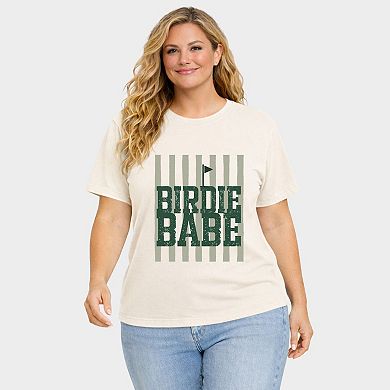 Birdie Babe Stripes - Women's Plus Sized Garment Dyed Graphic T-Shirt