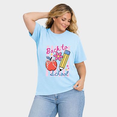 Back To School Stripes - Women's Plus Sized Garment Dyed Graphic T-Shirt
