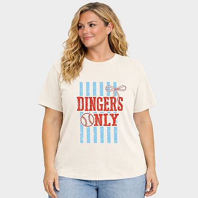Dingers Only Stripes - Women's Plus Sized Garment Dyed Graphic T-Shirt