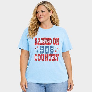 Raised On 90s Country Stars - Women's Plus Sized Garment Dyed Graphic T-Shirt